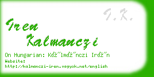 iren kalmanczi business card